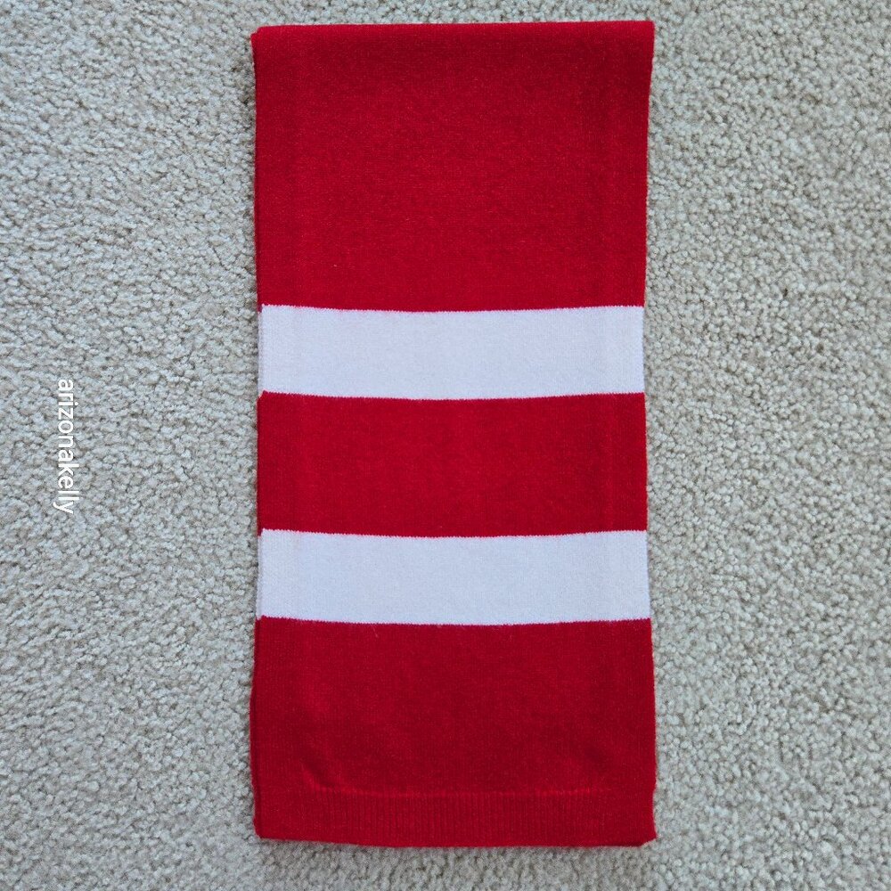 NWOT Talbots Cashmere Scarf Red & White Striped - Picture 2 of 13